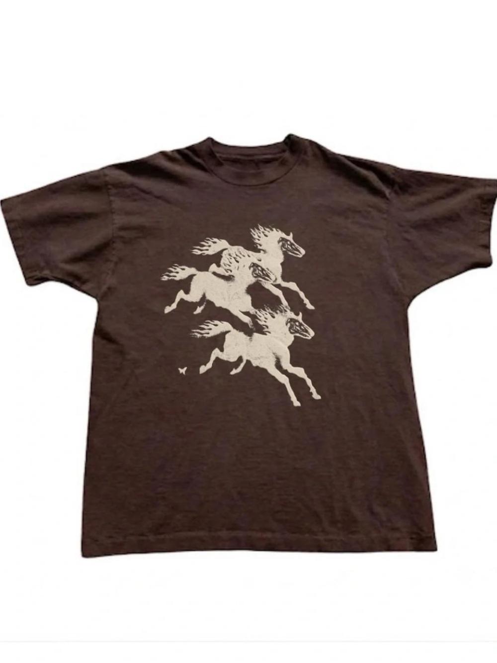 Brown Tee with Cream Horse Graphic